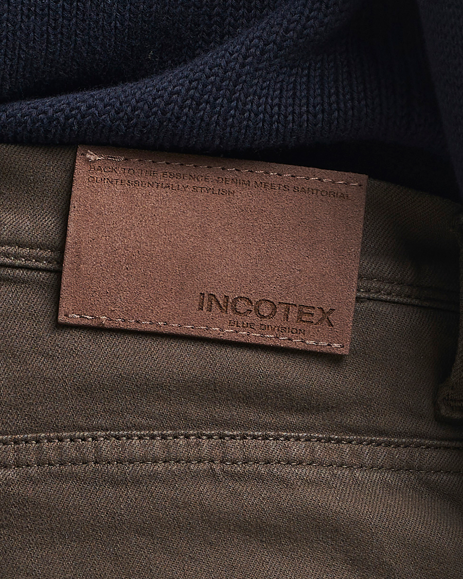 Mies | Housut | Incotex | 5-Pocket Cotton Stretch Pants Dark Brown