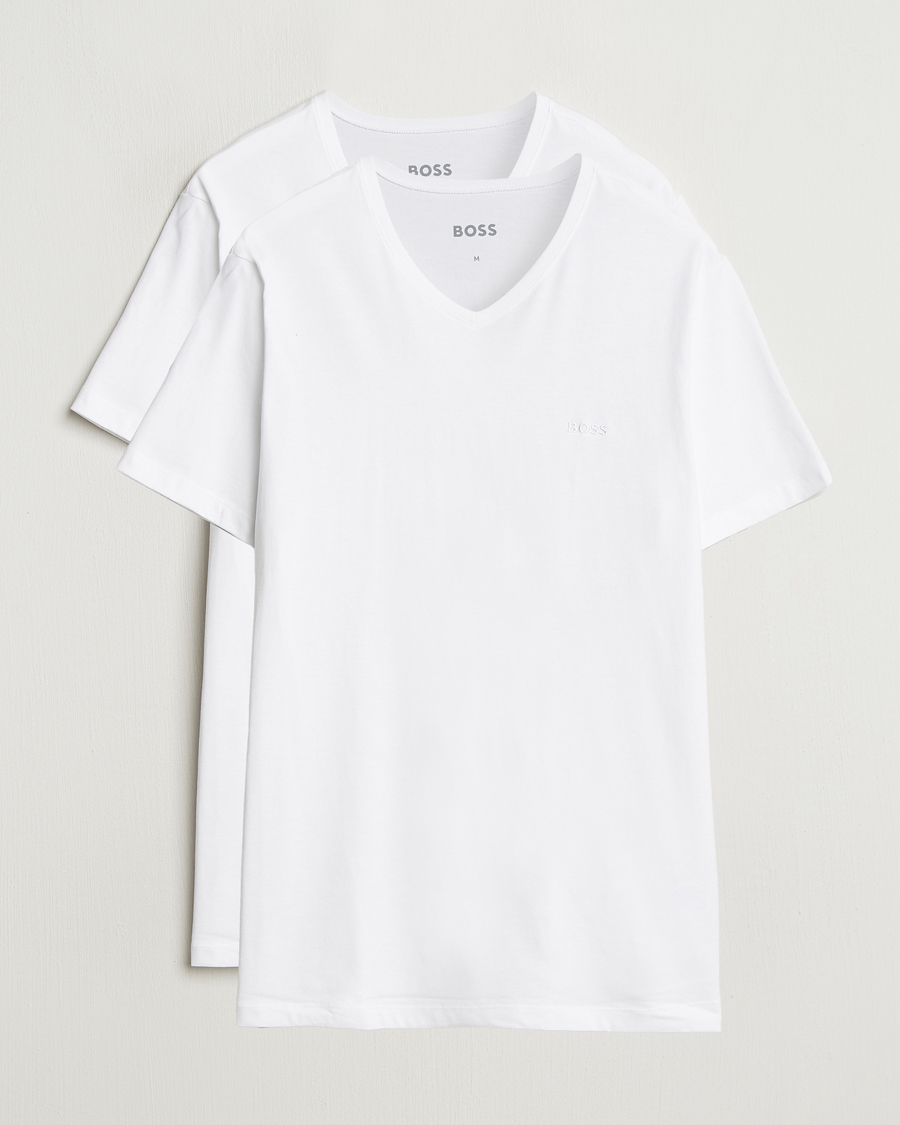 Mies | T-paidat | BOSS BLACK | 2-Pack Relaxed Fit V-Neck T-Shirt White