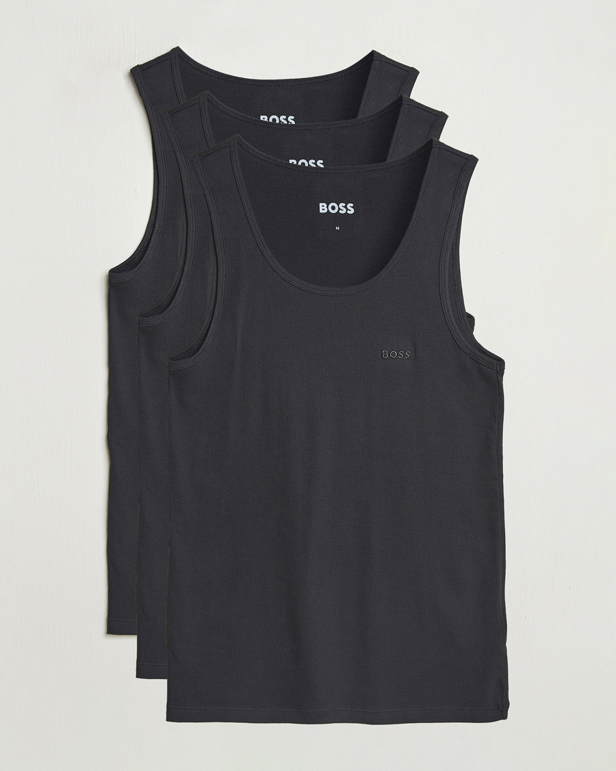 Mies | T-paidat | BOSS BLACK | 3-Pack Ribbed Tank Top Black