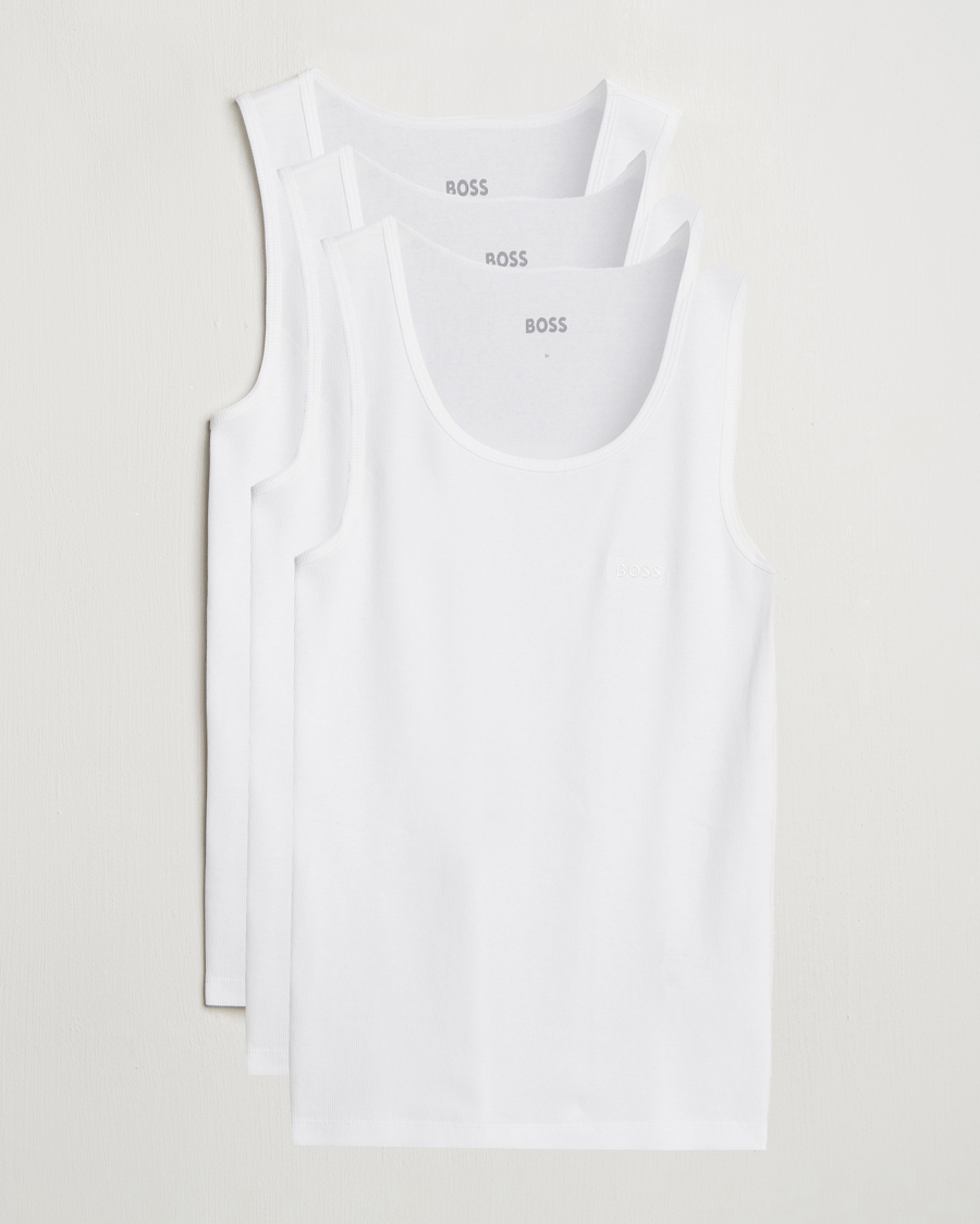 Mies | T-paidat | BOSS BLACK | 3-Pack Ribbed Tank Top White