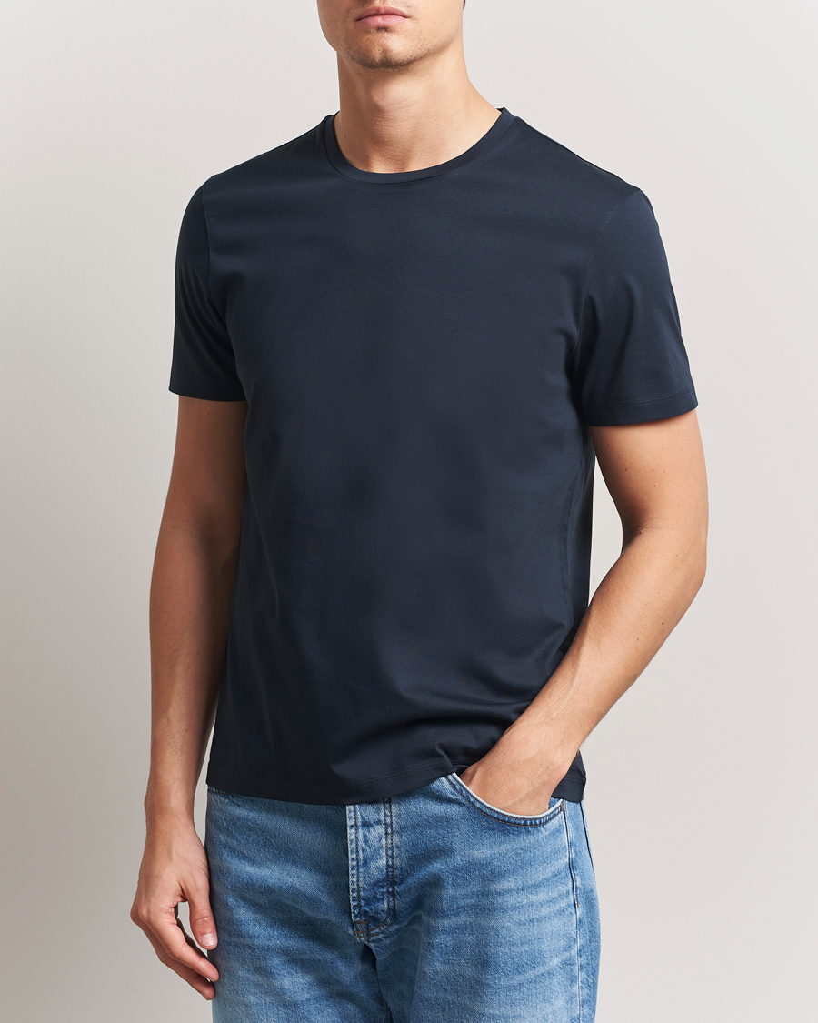 Mies | T-paidat | BOSS BLACK | Tessler Mercerized Crew Neck T-Shirt Dark Blue