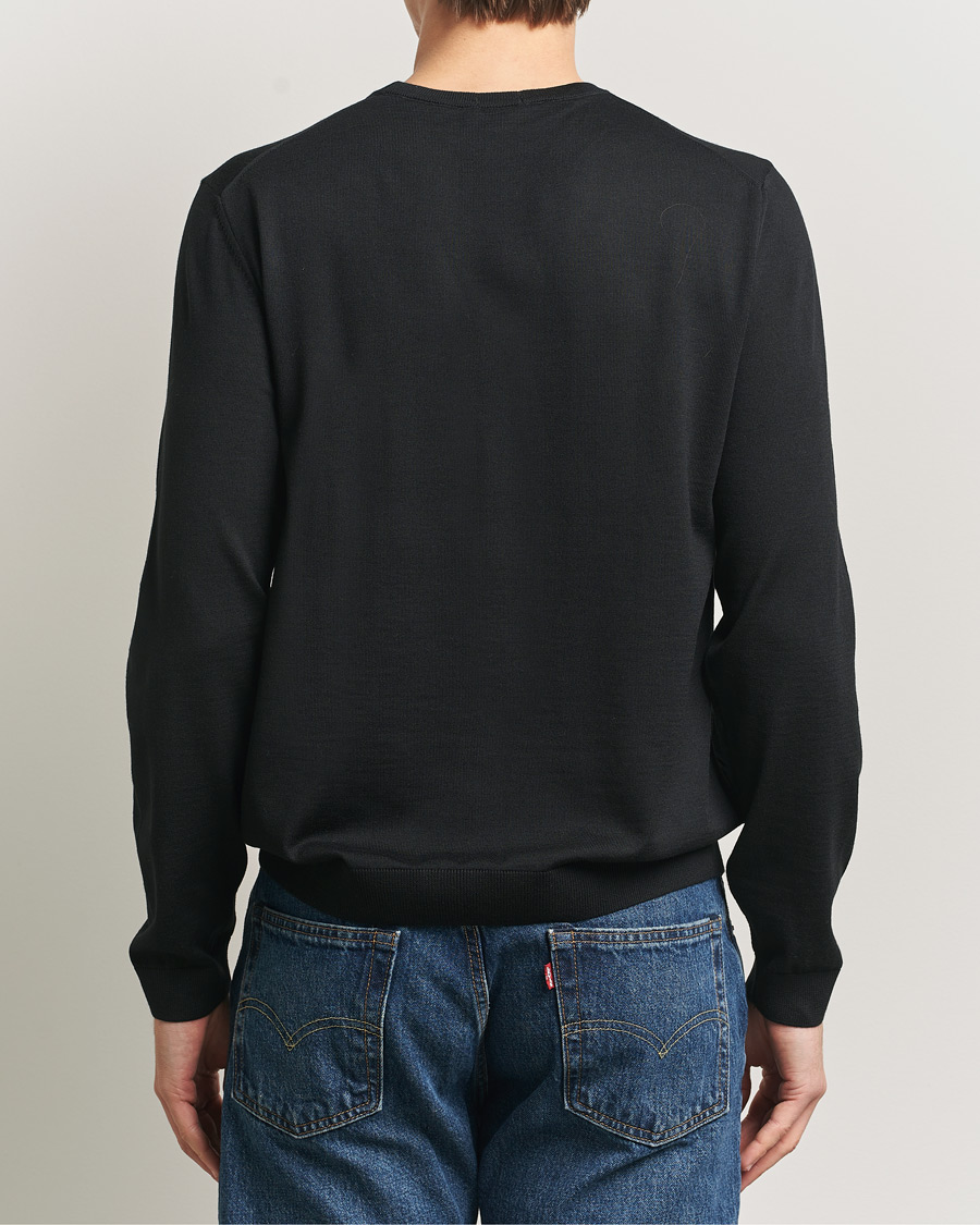 Mies | Puserot | BOSS BLACK | Leno Wool Crew Neck Pullover Black