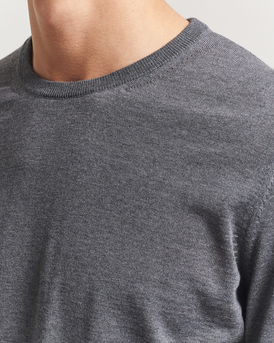 Mies | Puserot | BOSS BLACK | Leno Wool Crew Neck Pullover Medium Grey