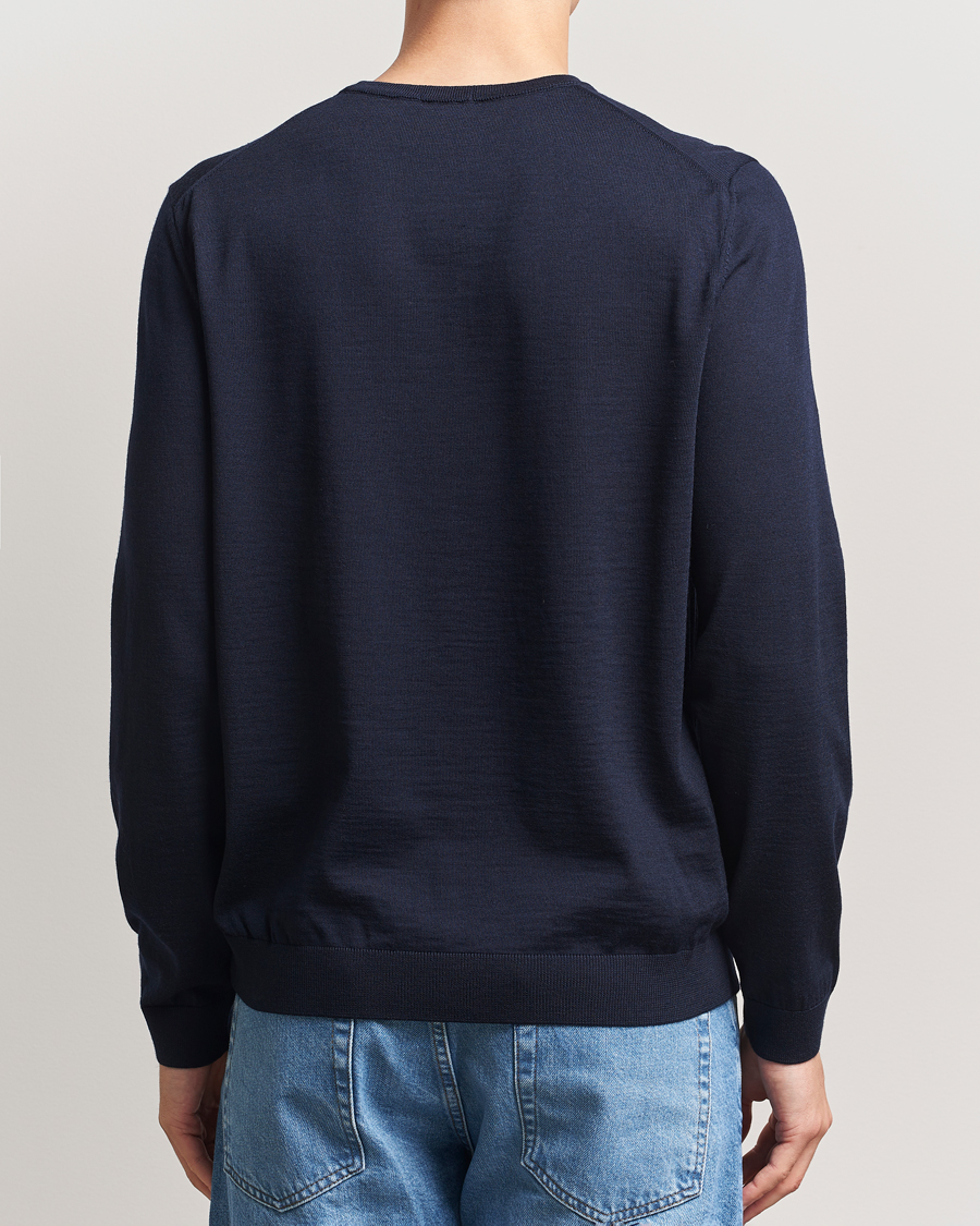 Mies | Puserot | BOSS BLACK | Leno Wool Crew Neck Pullover Dark Blue