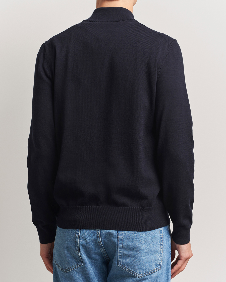 Mies | Puserot | BOSS BLACK | Padro Cotton Knitted Half Zip Dark Blue