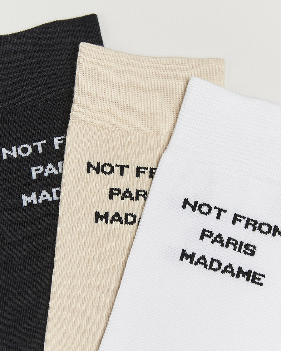 Mies | Alusvaatteet | Drôle de Monsieur | 3-Pack Slogan Socks Black/White/Mastic