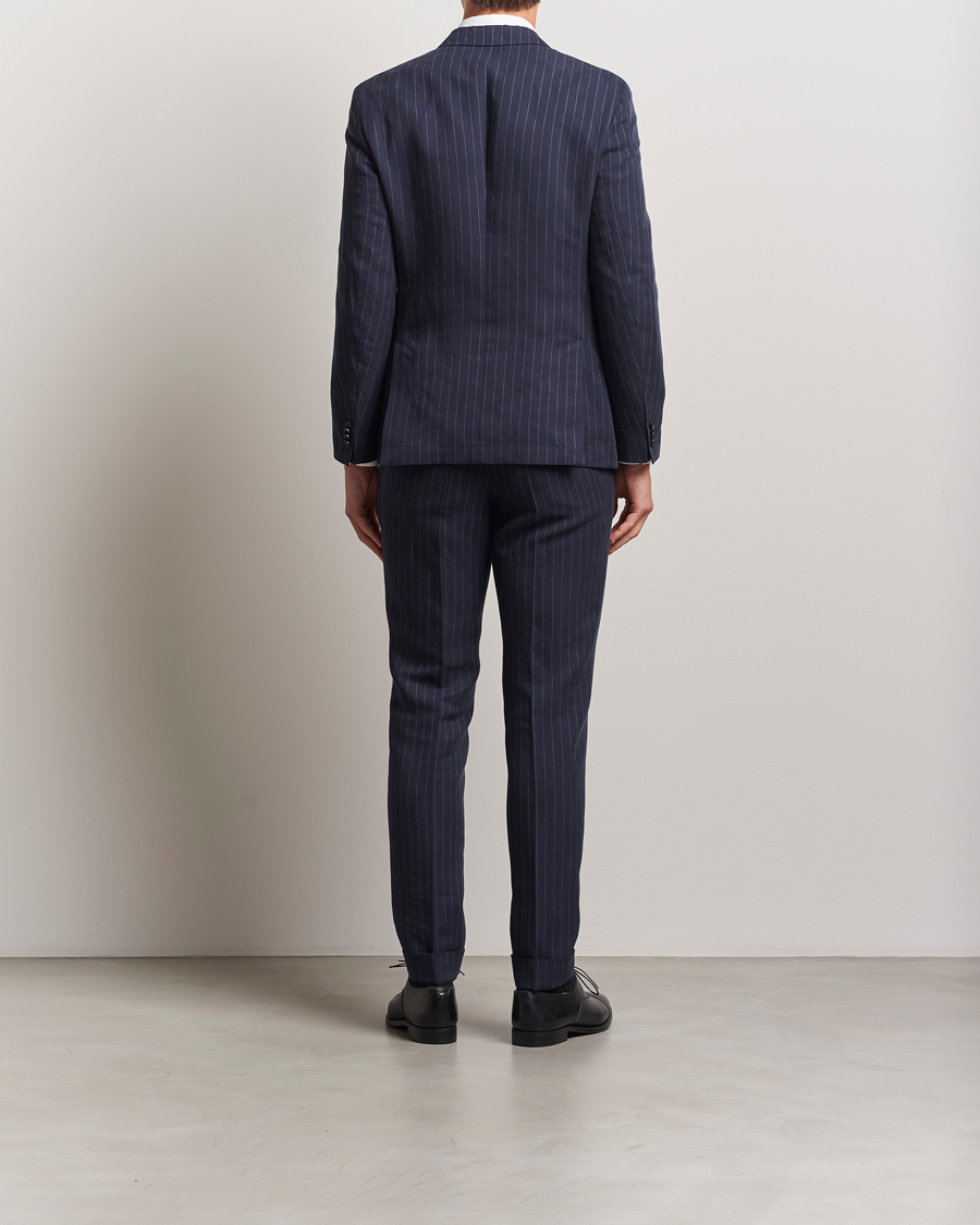 Mies | Puvut | BOSS BLACK | Huge Double Breasted Pinstriped Suit Dark Blue