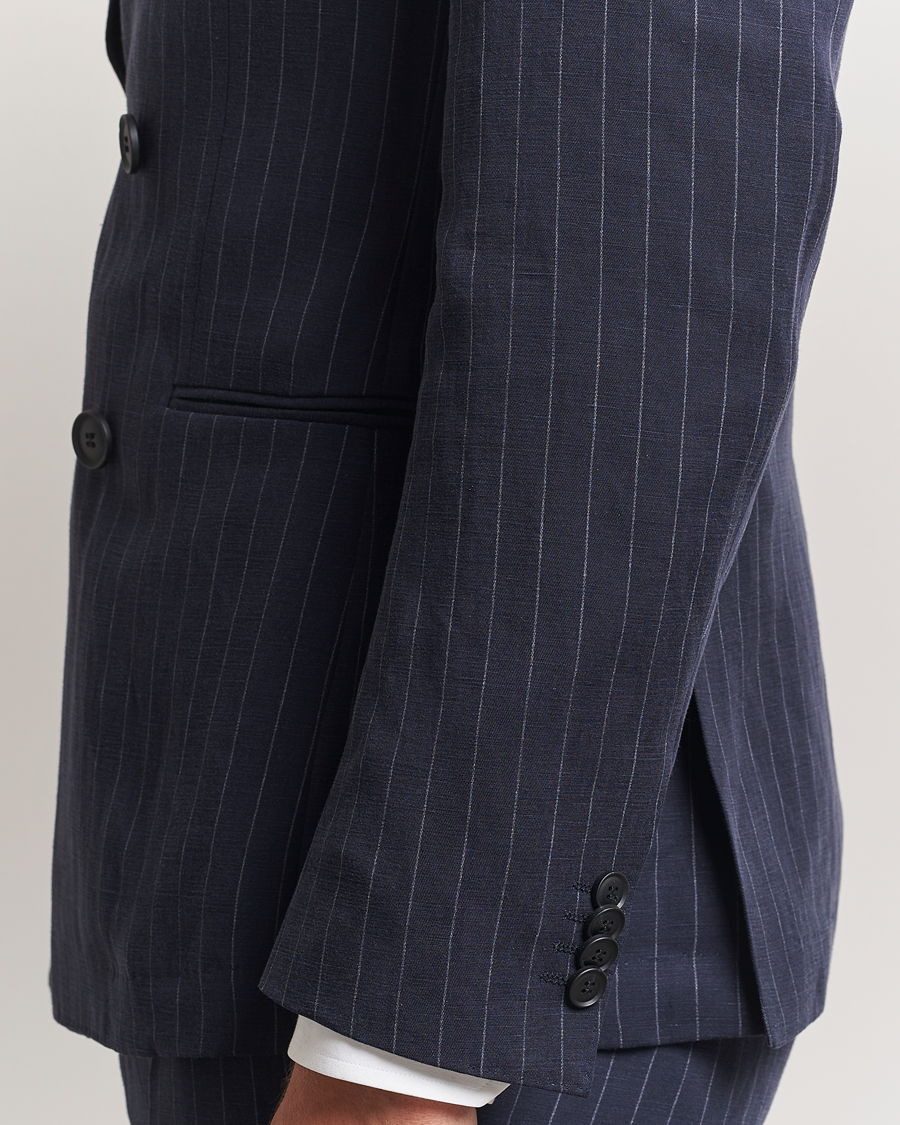 Mies | Puvut | BOSS BLACK | Huge Double Breasted Pinstriped Suit Dark Blue