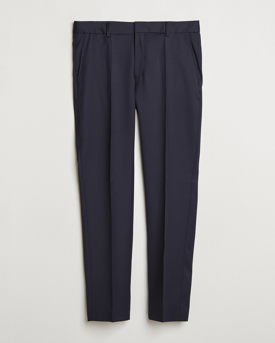 Mies | Housut | BOSS BLACK | Perin Pleated Trousers Dark Blue