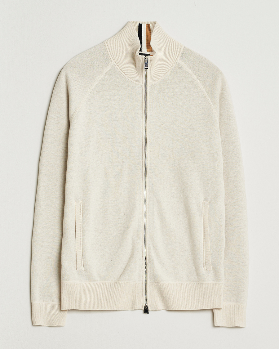 Mies | Puserot | BOSS BLACK | Idino Knitted Full Zip Open White
