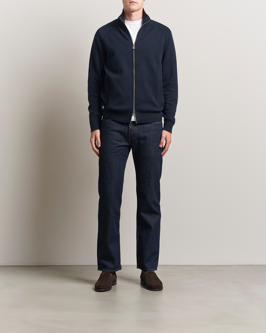 Mies | Puserot | BOSS BLACK | Idino Knitted Full Zip Dark Blue