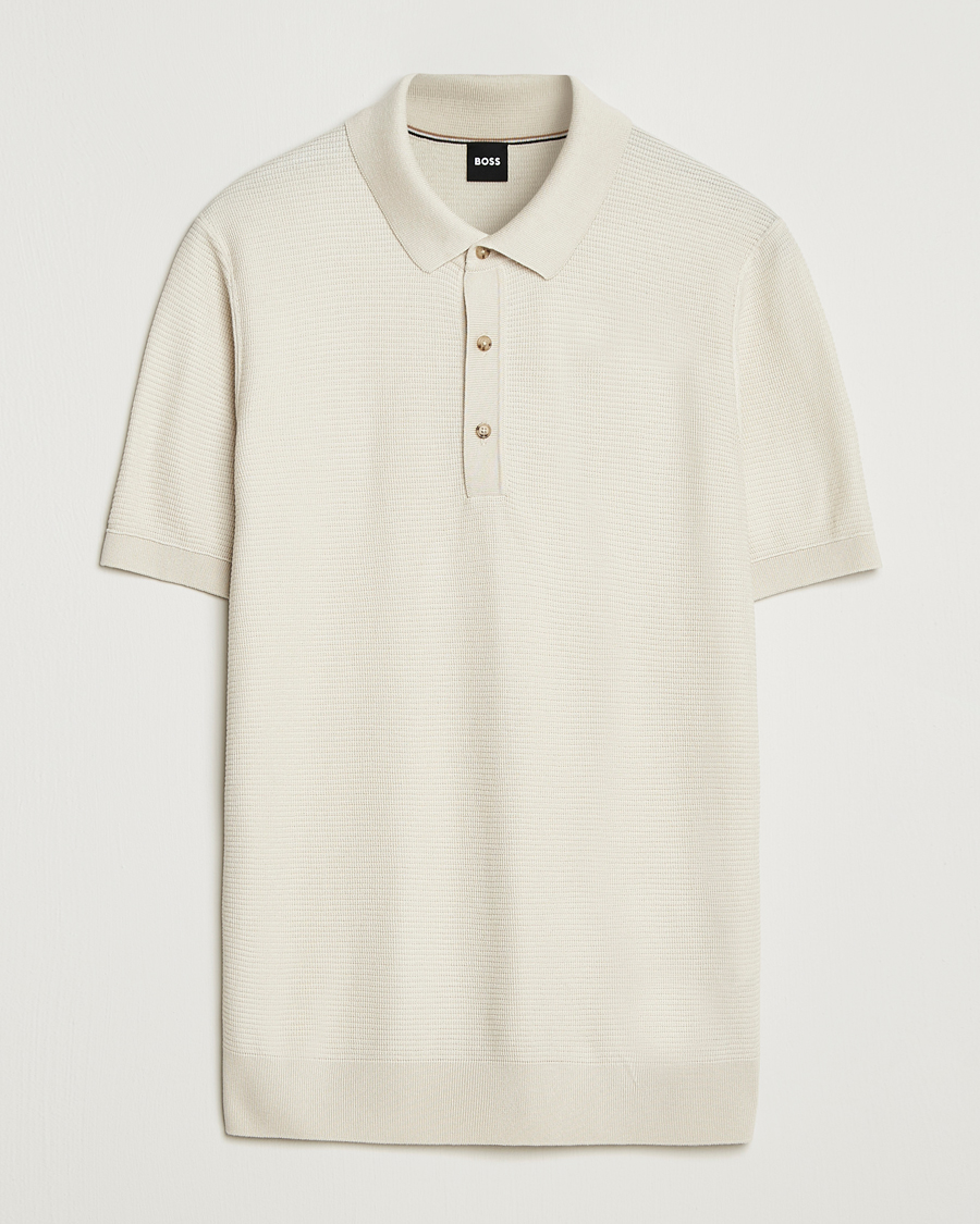 Mies | Pikeet | BOSS BLACK | Lanotti Knitted Polo Open White