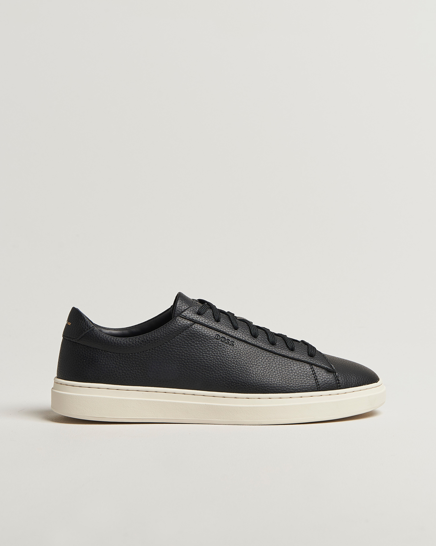 Mies | Tennarit | BOSS BLACK | Kieran Grained Leather Sneaker Black