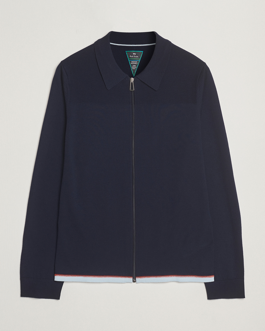 Mies | Puserot | PS Paul Smith | Merino Knitted Full Zip Navy