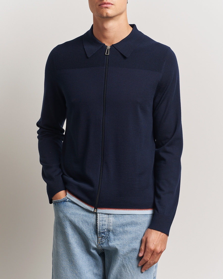 Mies | Puserot | PS Paul Smith | Merino Knitted Full Zip Navy