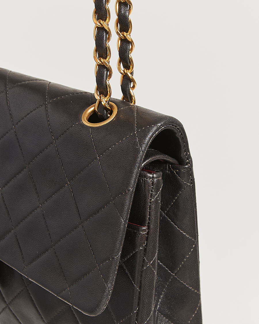 Mies | Chanel Pre-Owned Classic Double Flap Medium Lambskin Black | Chanel Pre-Owned | Classic Double Flap Medium Lambskin Black