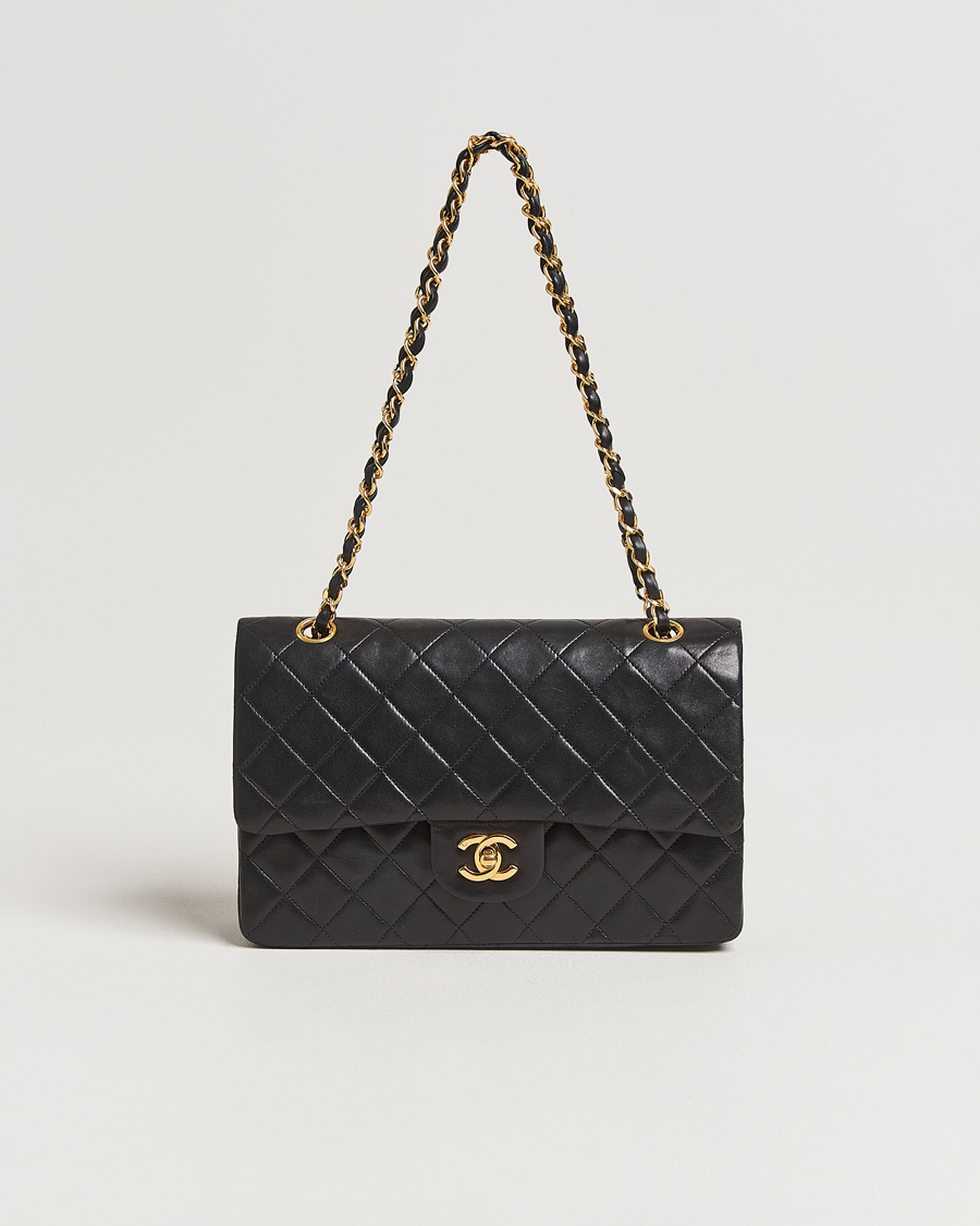 Mies | Chanel Pre-Owned Classic Double Flap Medium Lambskin Black | Chanel Pre-Owned | Classic Double Flap Medium Lambskin Black