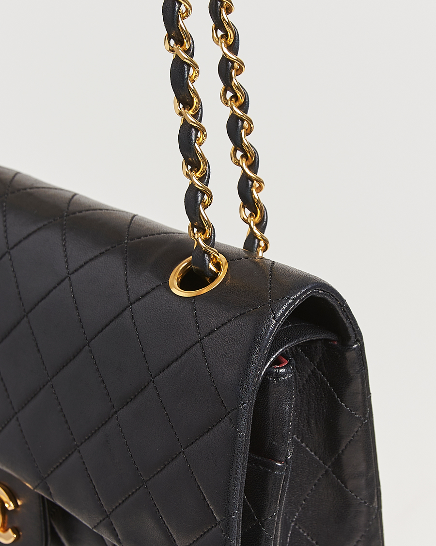 Mies | Chanel Pre-Owned Classic Double Flap Medium Lambskin Black | Chanel Pre-Owned | Classic Double Flap Medium Lambskin Black