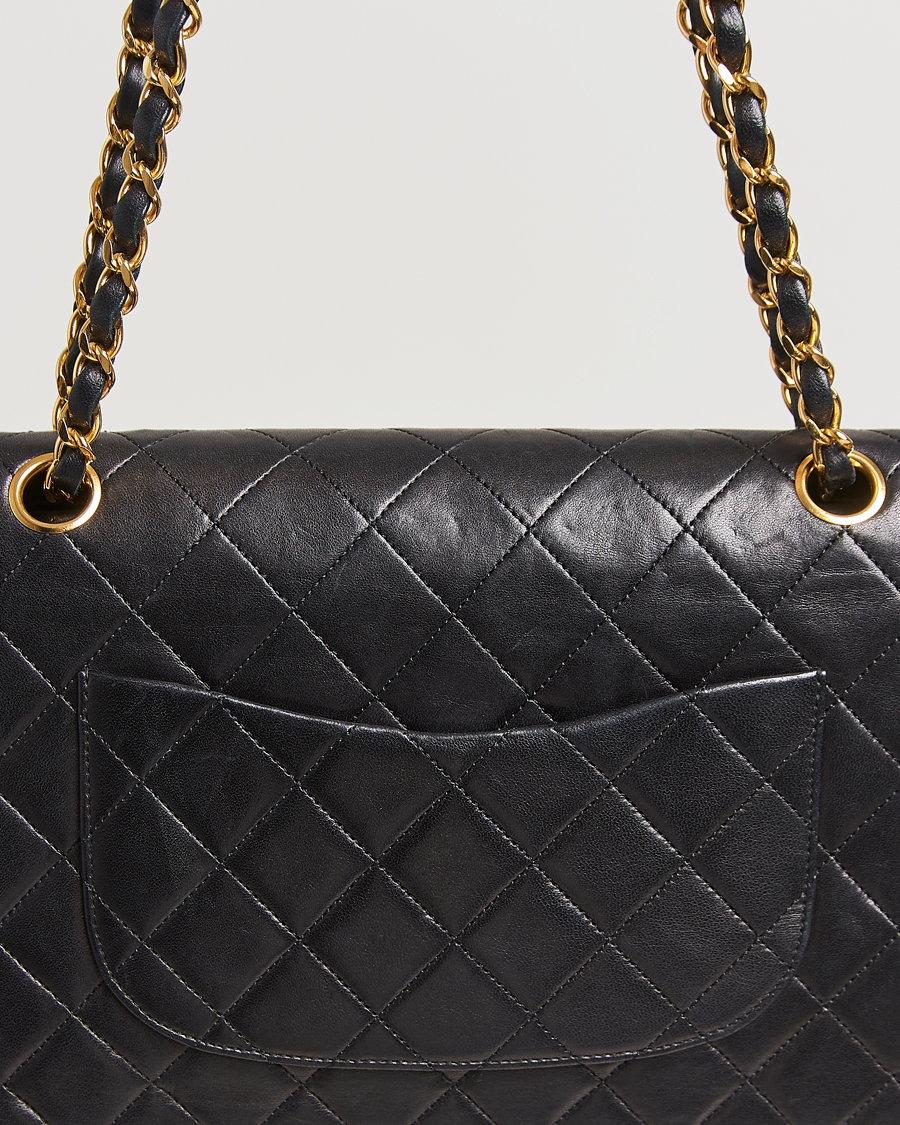 Mies | Chanel Pre-Owned Classic Double Flap Medium Lambskin Black | Chanel Pre-Owned | Classic Double Flap Medium Lambskin Black