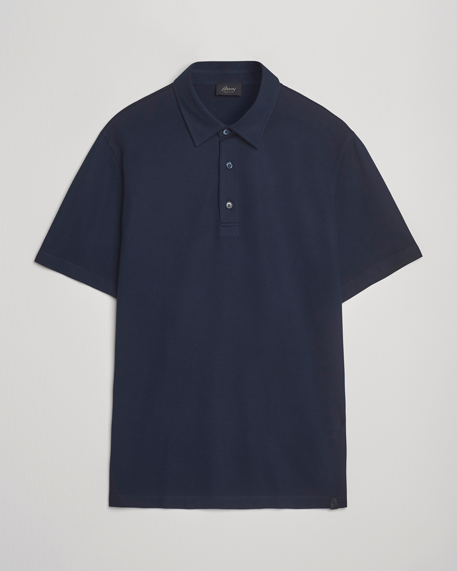 Mies | Pikeet | Brioni | Short Sleeve Polo Piquet Navy