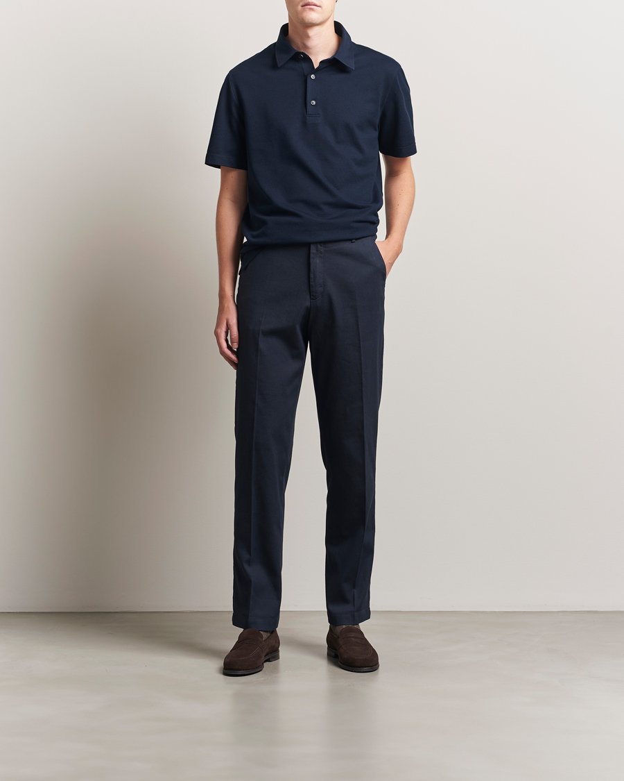 Mies | Pikeet | Brioni | Short Sleeve Polo Piquet Navy