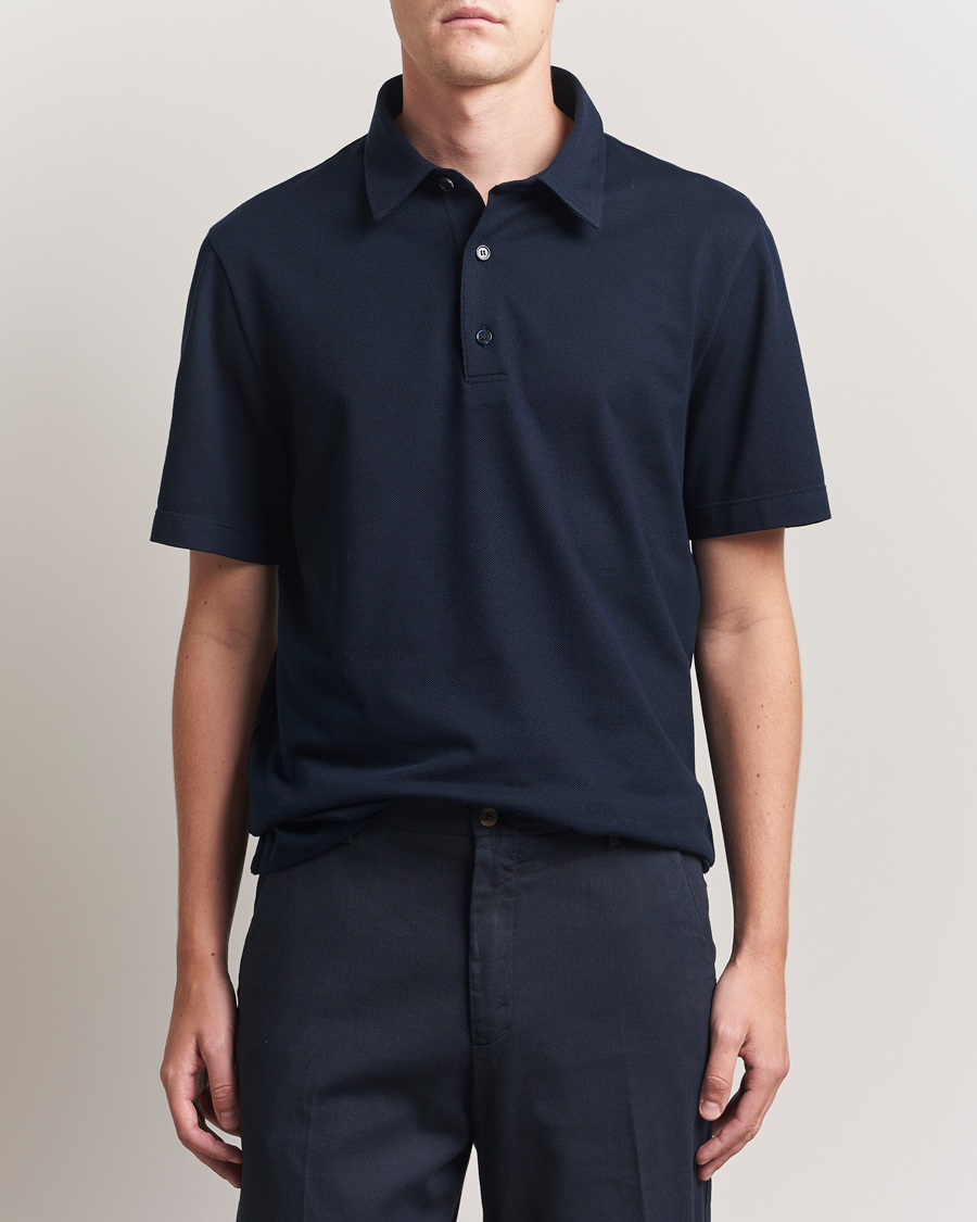 Mies | Pikeet | Brioni | Short Sleeve Polo Piquet Navy