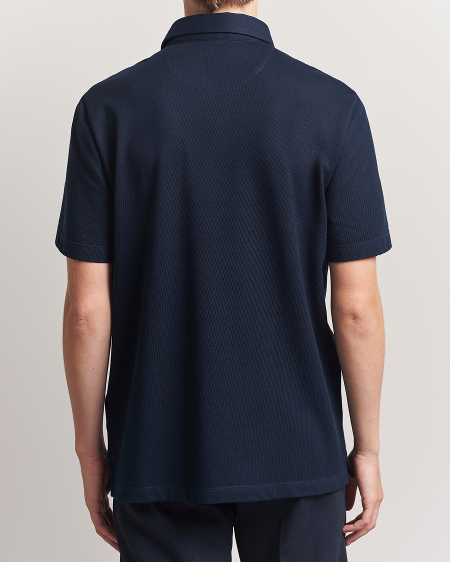 Mies | Pikeet | Brioni | Short Sleeve Polo Piquet Navy