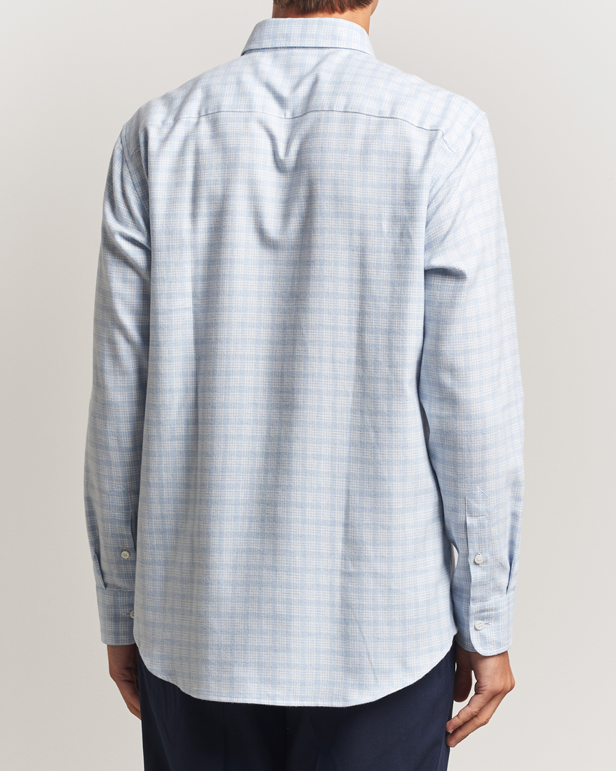 Mies | Kauluspaidat | Brioni | Check Flannel Shirt Light Blue