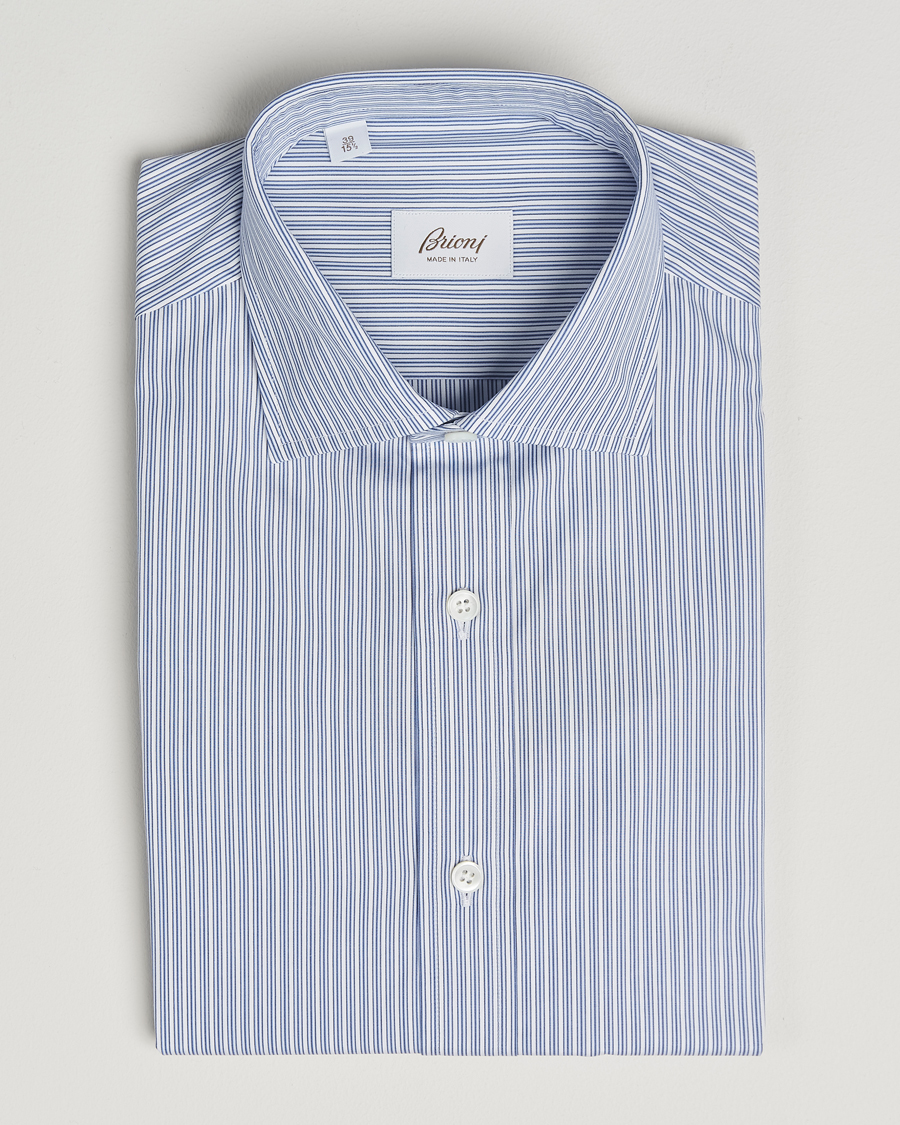Mies | Kauluspaidat | Brioni | Classic Dress Shirt Blue Stripe