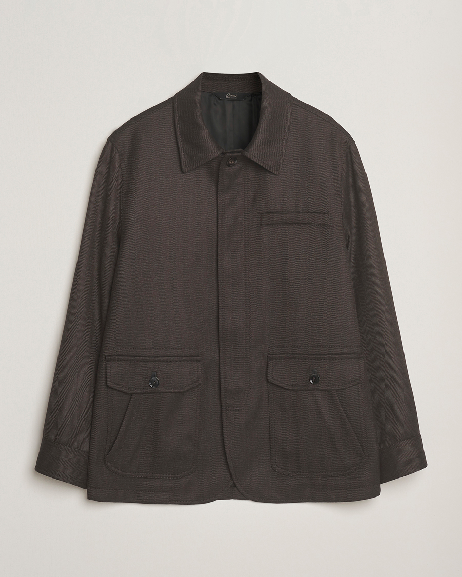 Mies | Takit | Brioni | Herringbone Hunting Jacket Dark Brown