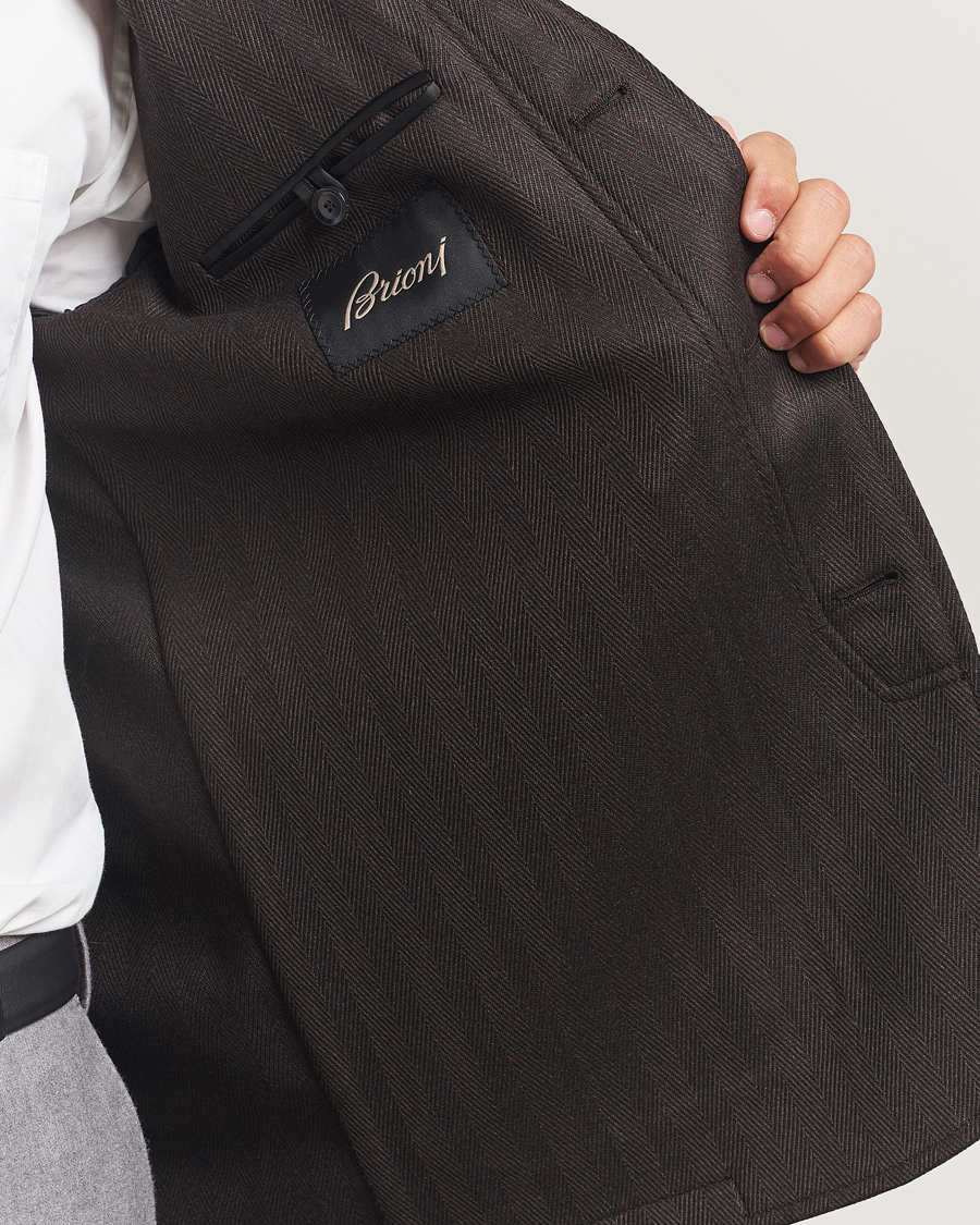 Mies | Takit | Brioni | Herringbone Hunting Jacket Dark Brown