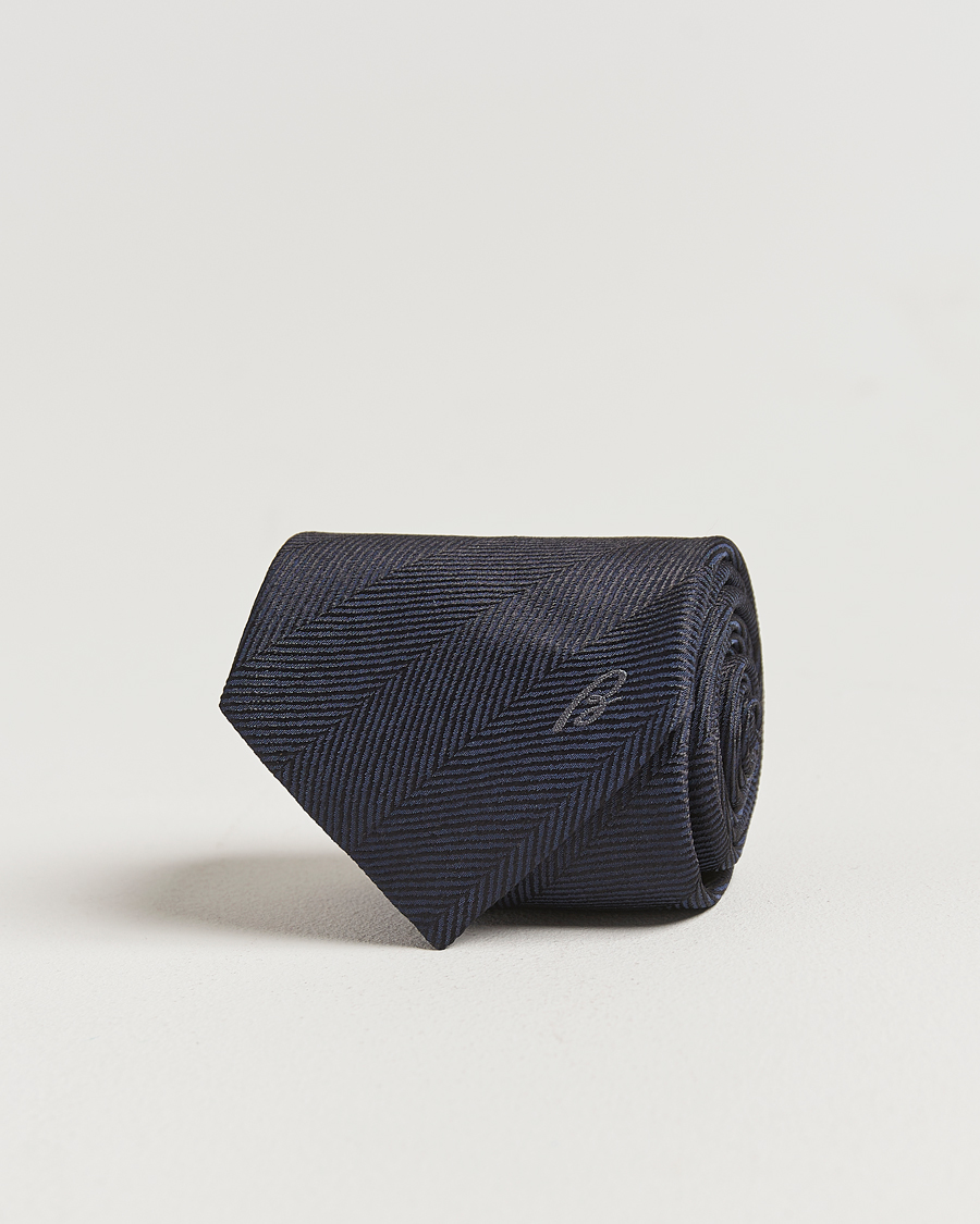 Mies | Brioni Herringbone Silk Tie Navy | Brioni | Herringbone Silk Tie Navy