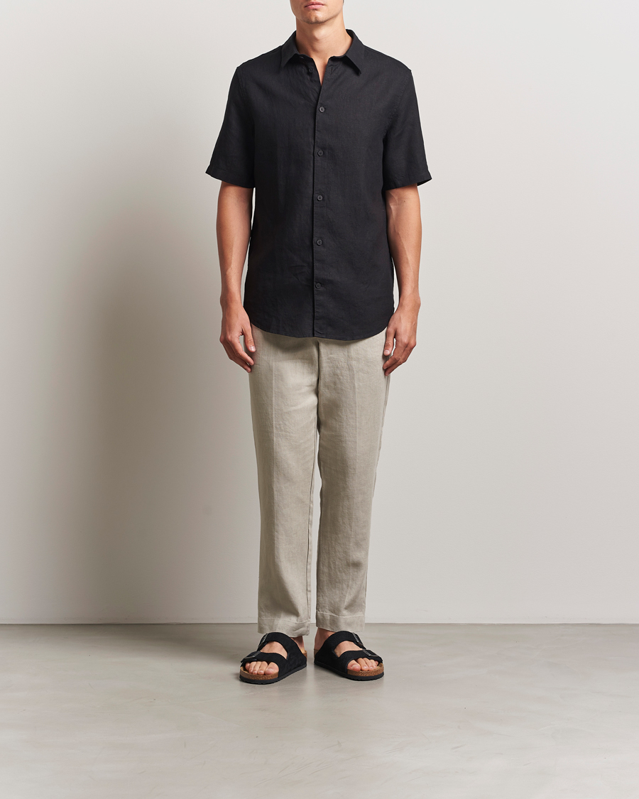Mies | Kauluspaidat | NN07 | Enzo Linen Short Sleeve Shirt Black