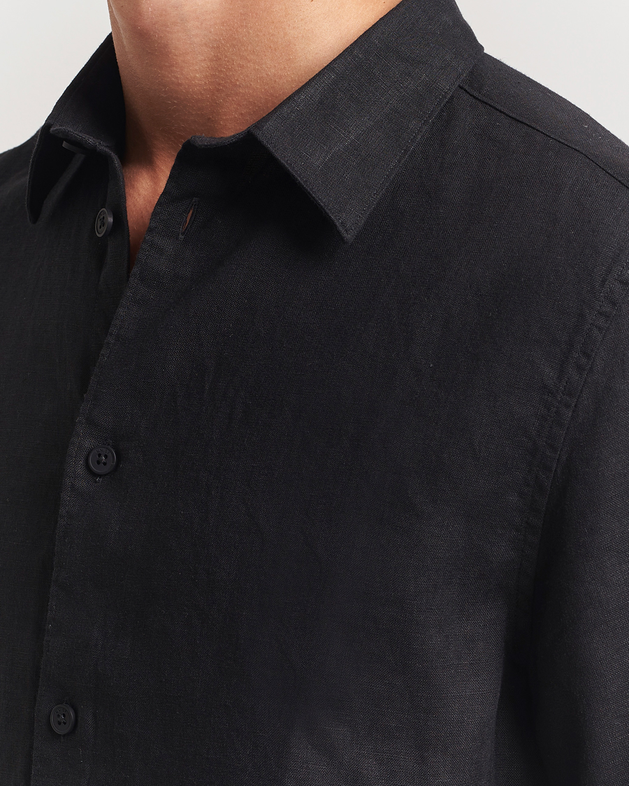 Mies | Kauluspaidat | NN07 | Enzo Linen Short Sleeve Shirt Black