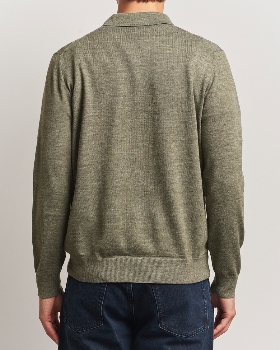 Mies | Puserot | NN07 | Serge Wool Knitted Polo Capers Green