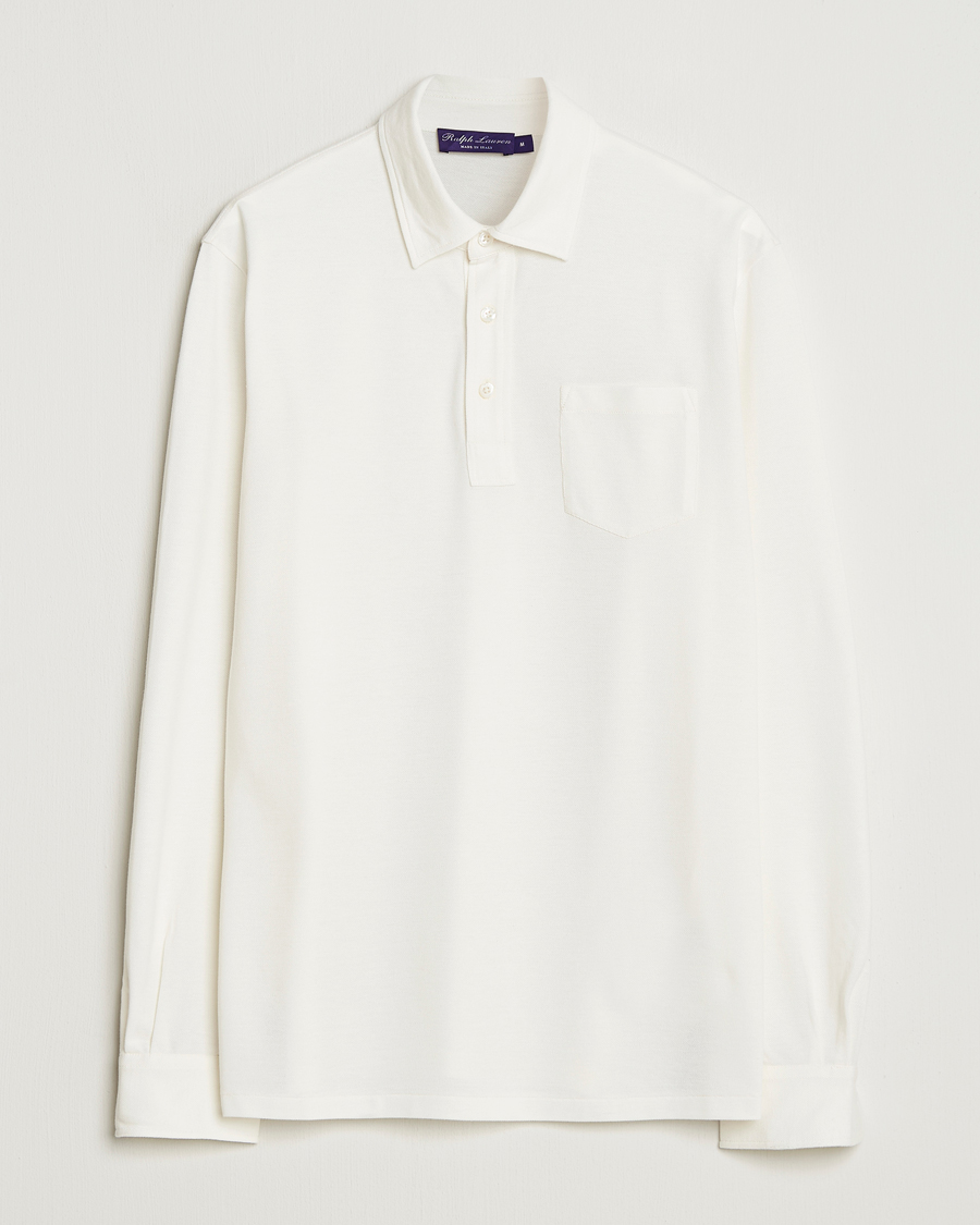 Mies | Pikeet | Ralph Lauren Purple Label | Cotton/Cashmere Long Sleeve Polo Cream