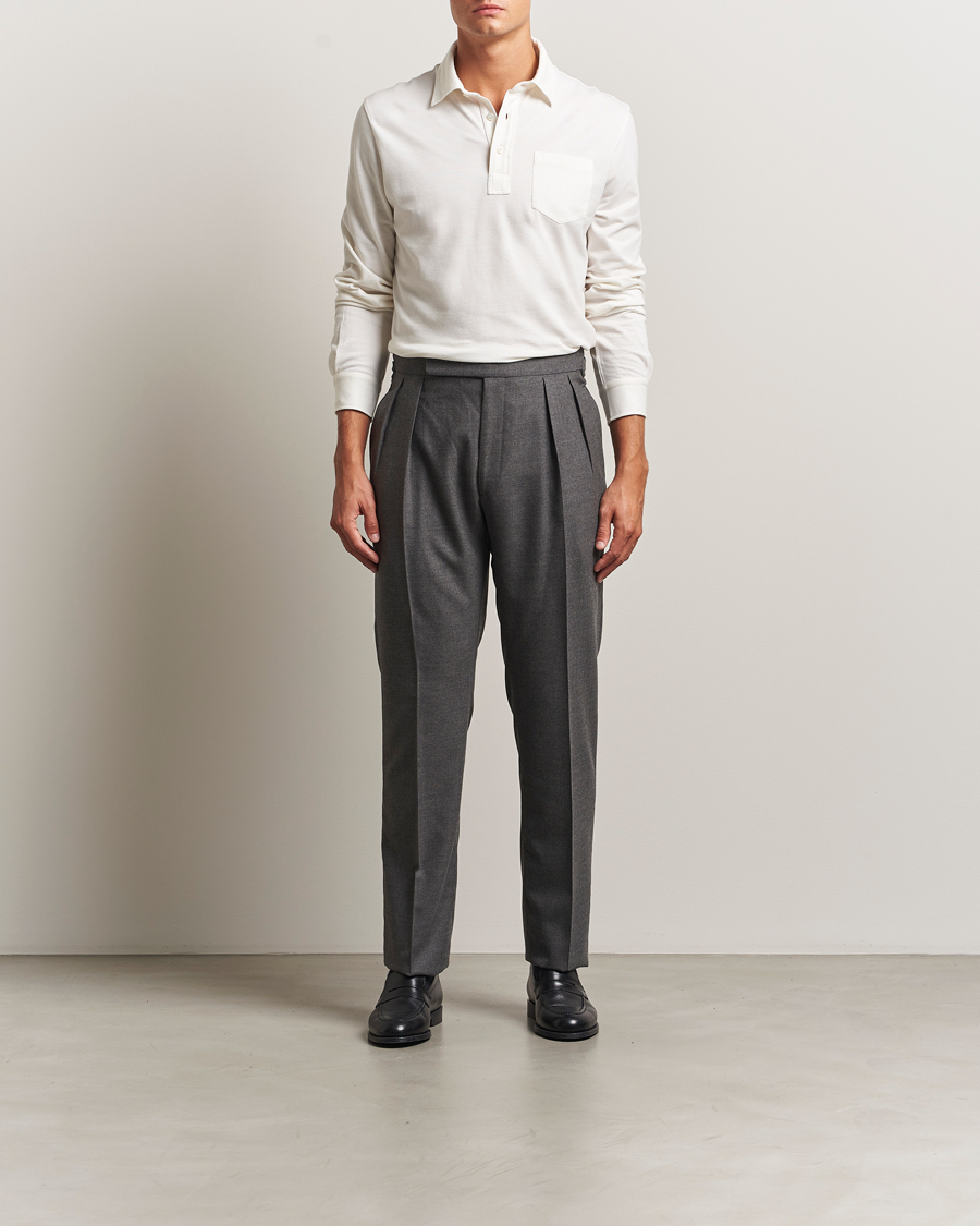 Mies | Pikeet | Ralph Lauren Purple Label | Cotton/Cashmere Long Sleeve Polo Cream