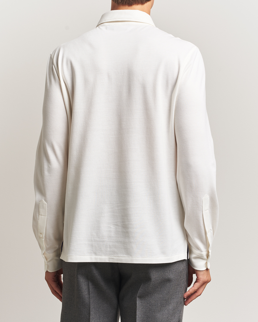 Mies | Pikeet | Ralph Lauren Purple Label | Cotton/Cashmere Long Sleeve Polo Cream