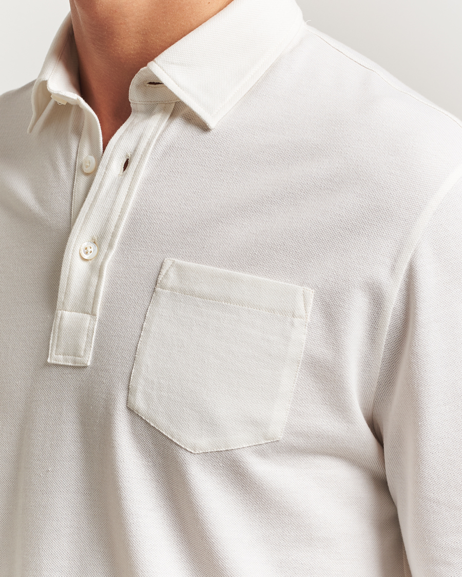 Mies | Pikeet | Ralph Lauren Purple Label | Cotton/Cashmere Long Sleeve Polo Cream