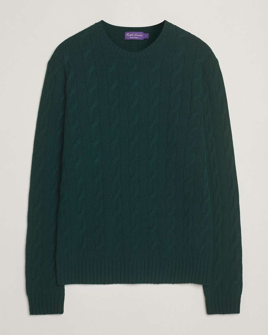 Mies | Puserot | Ralph Lauren Purple Label | Cashmere Cable Sweater Moss Agate