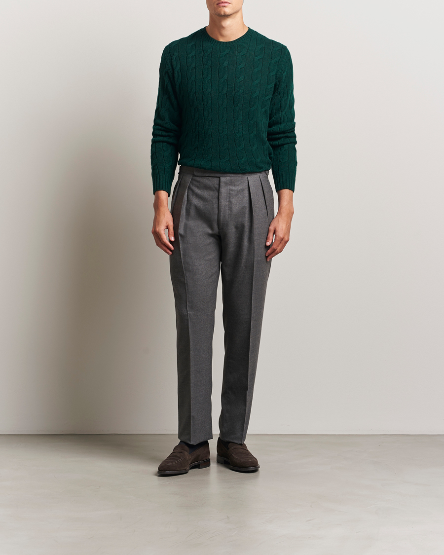 Mies | Puserot | Ralph Lauren Purple Label | Cashmere Cable Sweater Moss Agate