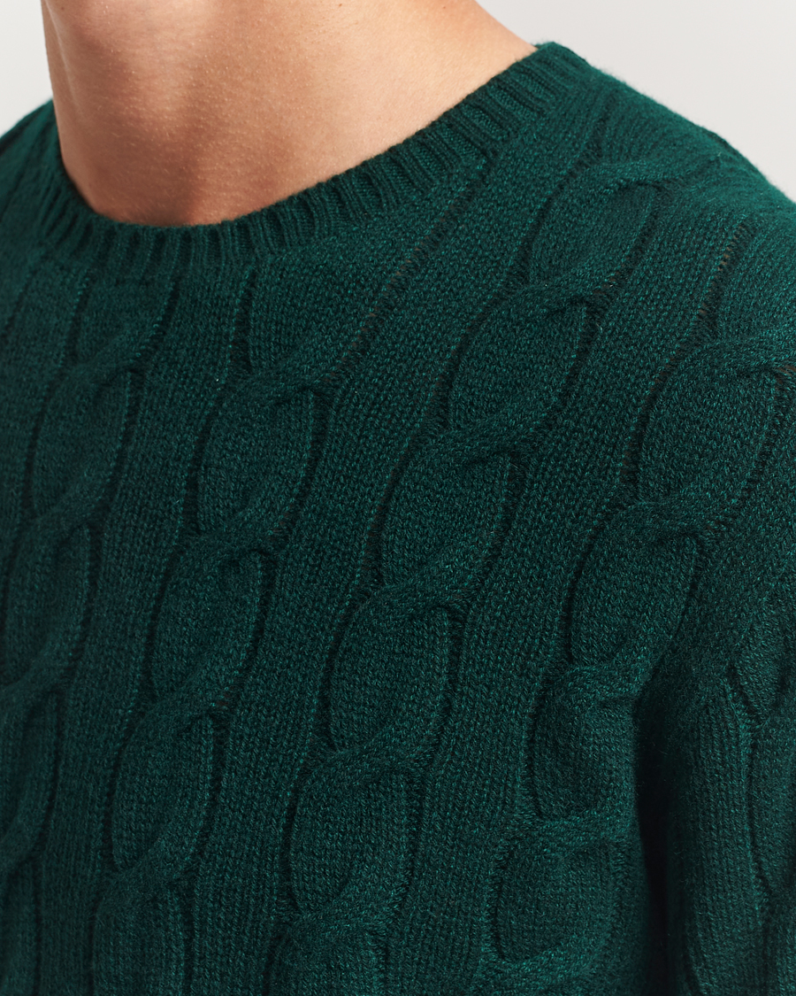 Mies | Puserot | Ralph Lauren Purple Label | Cashmere Cable Sweater Moss Agate