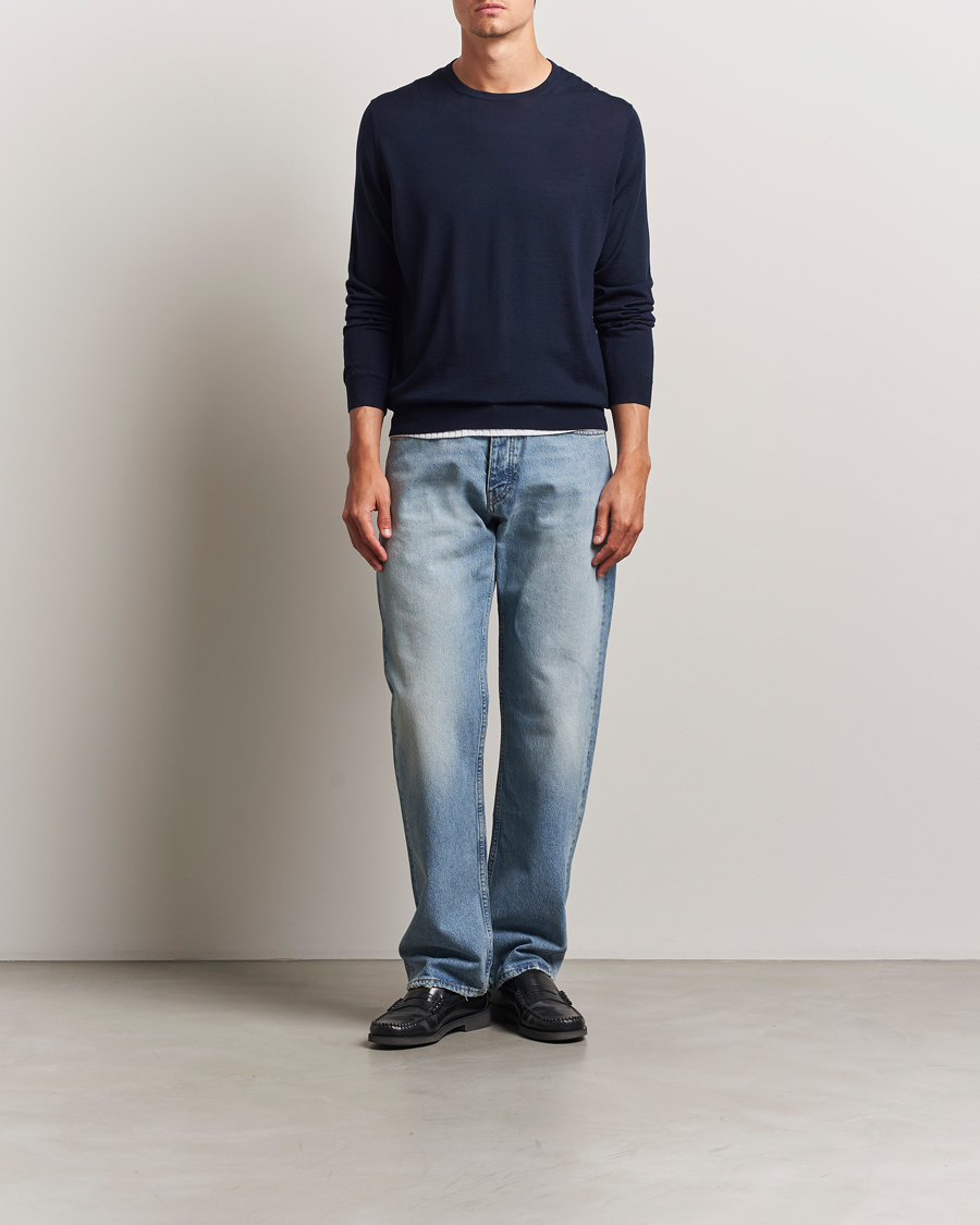 Mies | Puserot | Sunflower | Merino Crew Neck Navy