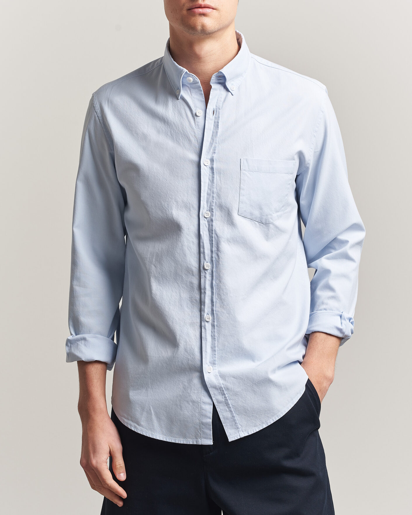 Mies | Kauluspaidat | Sunspel | Oxford Button Down Shirt Light Blue