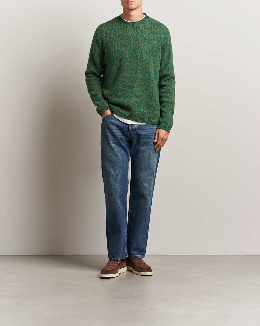 Mies | Puserot | Massimo Alba | Wool Mouline Sweater Green