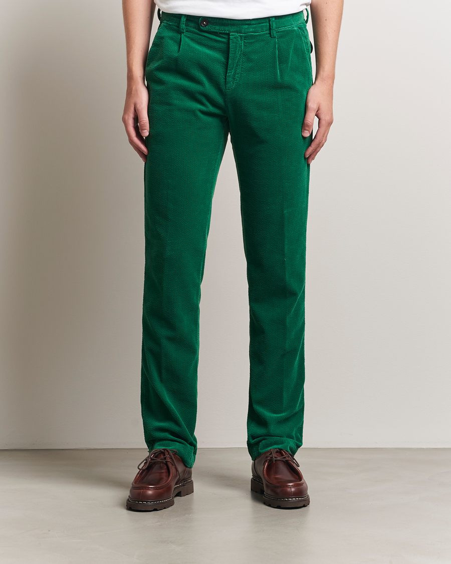Mies | Housut | Massimo Alba | Ionio Pleated Corduroy Pants Green