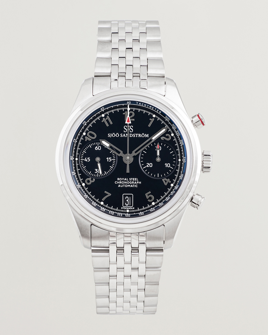 Mies | Sjöö Sandström Royal Steel Chronograph 40mm Black Dial | Sjöö Sandström | Royal Steel Chronograph 40mm Black Dial