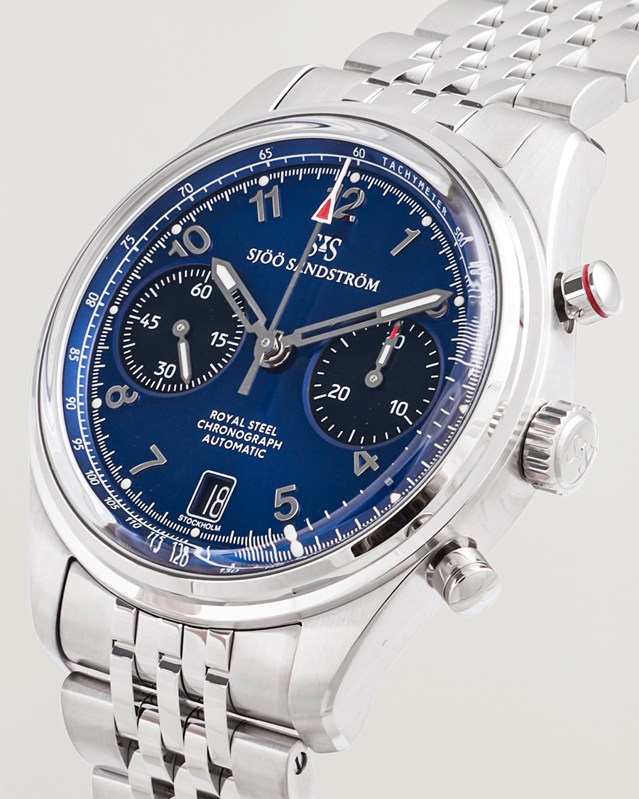 Mies | Sjöö Sandström Royal Steel Chronograph 40mm Blue Dial | Sjöö Sandström | Royal Steel Chronograph 40mm Blue Dial