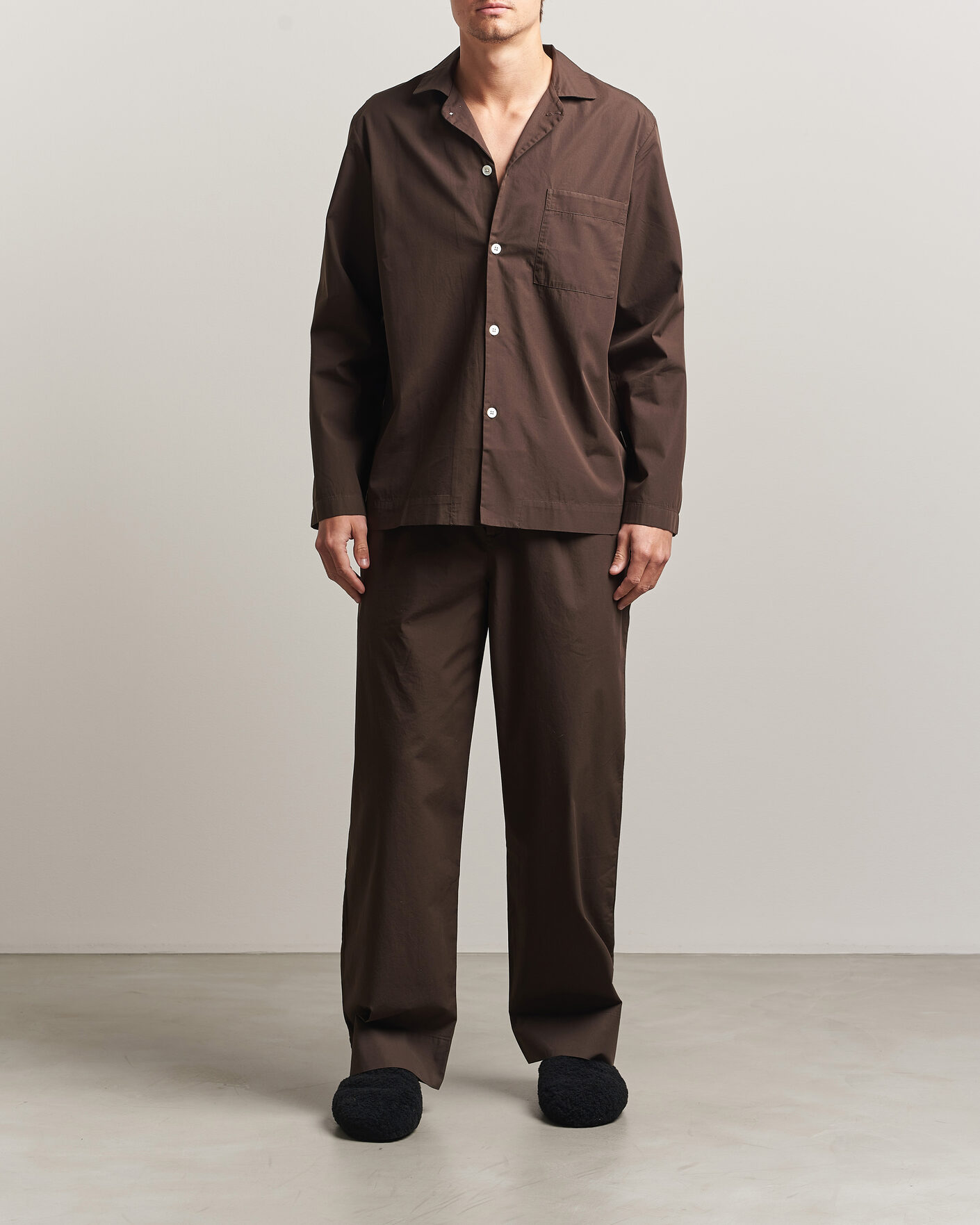 Mies | Yöpuvut ja kylpytakit | Tekla | Poplin Pyjama Shirt Coffee