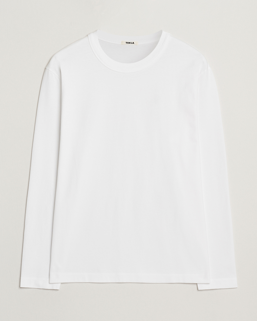 Mies | T-paidat | Tekla | Organic Cotton Long Sleeve T-Shirt White